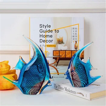 

Simple Modern Abstraction Glass Crystal Fish Artware Creative Living Room Coloured Glaze Decor Birthday Gift X5814