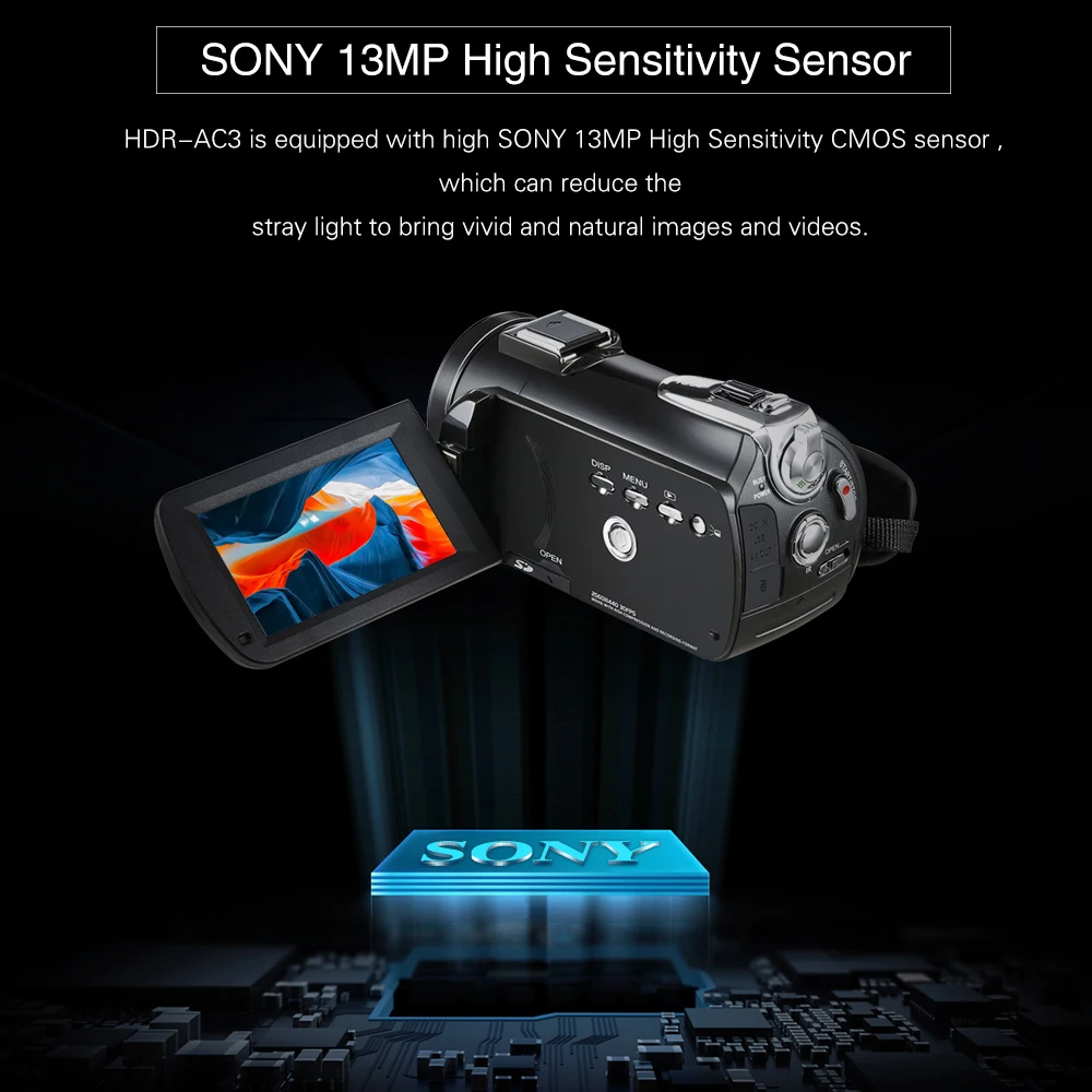 Видеокамера Ordro 30X с цифровым зумом камера разрешением 4K Full HD Wi Fi ИК ночным