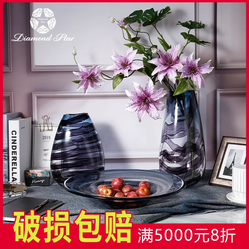 

Diamond Star Blowing Glass Rich Bamboo Vase Modern Art Flower Arrangement Color Decorative Glass Crafts Decoration