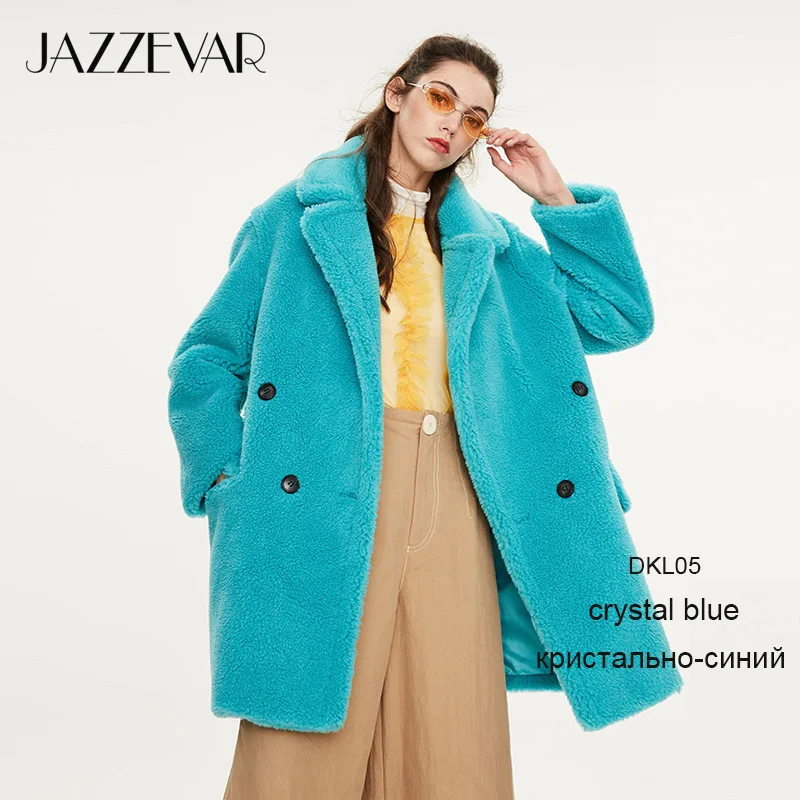turquoiseDKL05 JAZZEVAR зимнее Новое поступление пальто с мехом женская высококачественная стильная верхняя одежда средней длины K9052 - Цвет: turquoiseDKL05