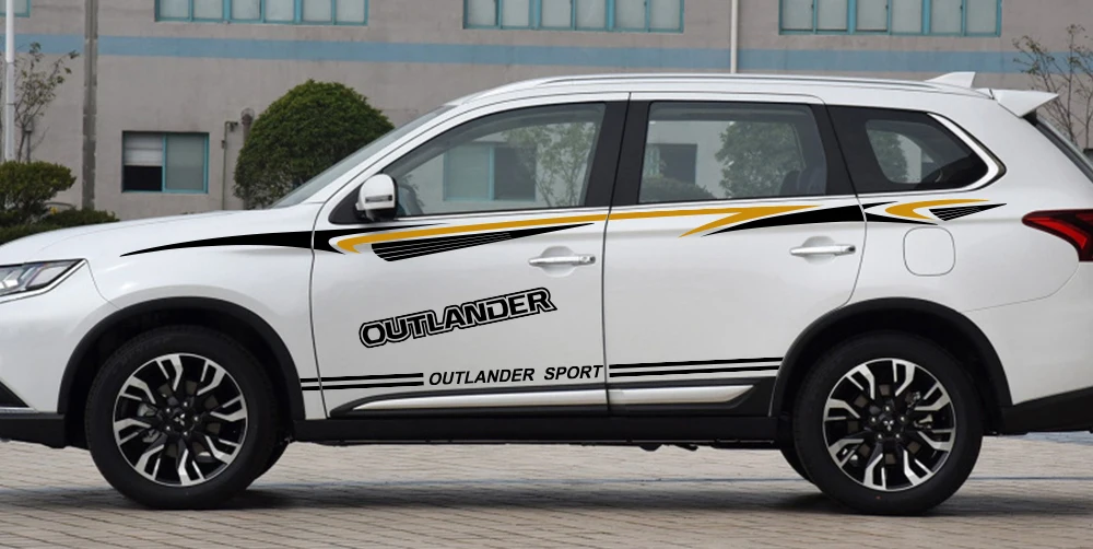 2 шт. наклейка на боковую дверь автомобиля для Mitsubishi Outlander DIY авто Спорт Персонализированная виниловая пленка наклейка Стайлинг Тюнинг автомобиля аксессуары