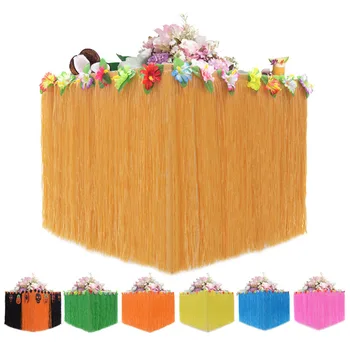 

Party table skirt straw Hawaiian Luau Flower Grass for Garden Wedding Party Beach Decor Table Skirting Party Supplies