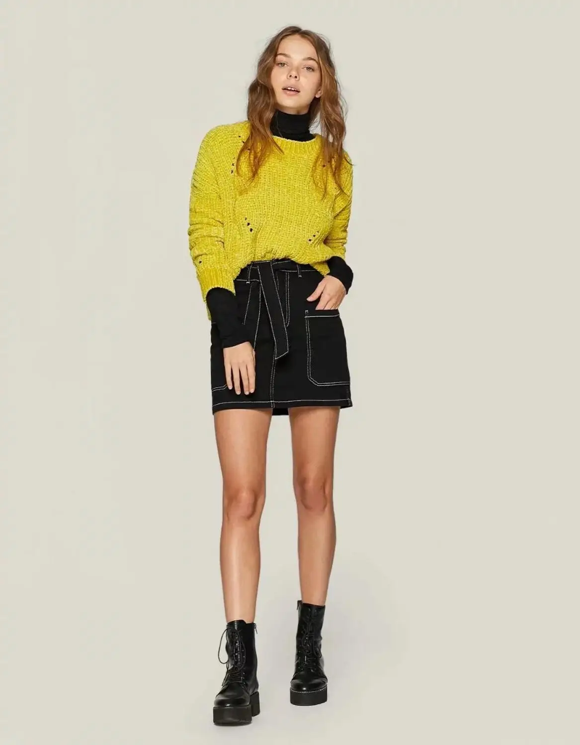 Withered england style high street vintage hole chenille loose winter sweaters women pull femme sweaters women pullovers tops