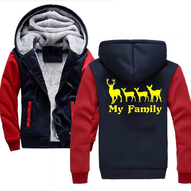 My family Олень животных мужские новые брендовые зимние толстые теплые флисовые пальто на молнии для мужчин s спортивный топ с длинными рукавами мужские европейские толстовки с капюшоном