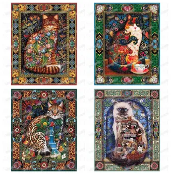 

DIY Diamond Painting Cross Stitch Flowers 5D Needlework 2020 Full circular Drill Icon Diamond Embroidery Cat Decor Painting