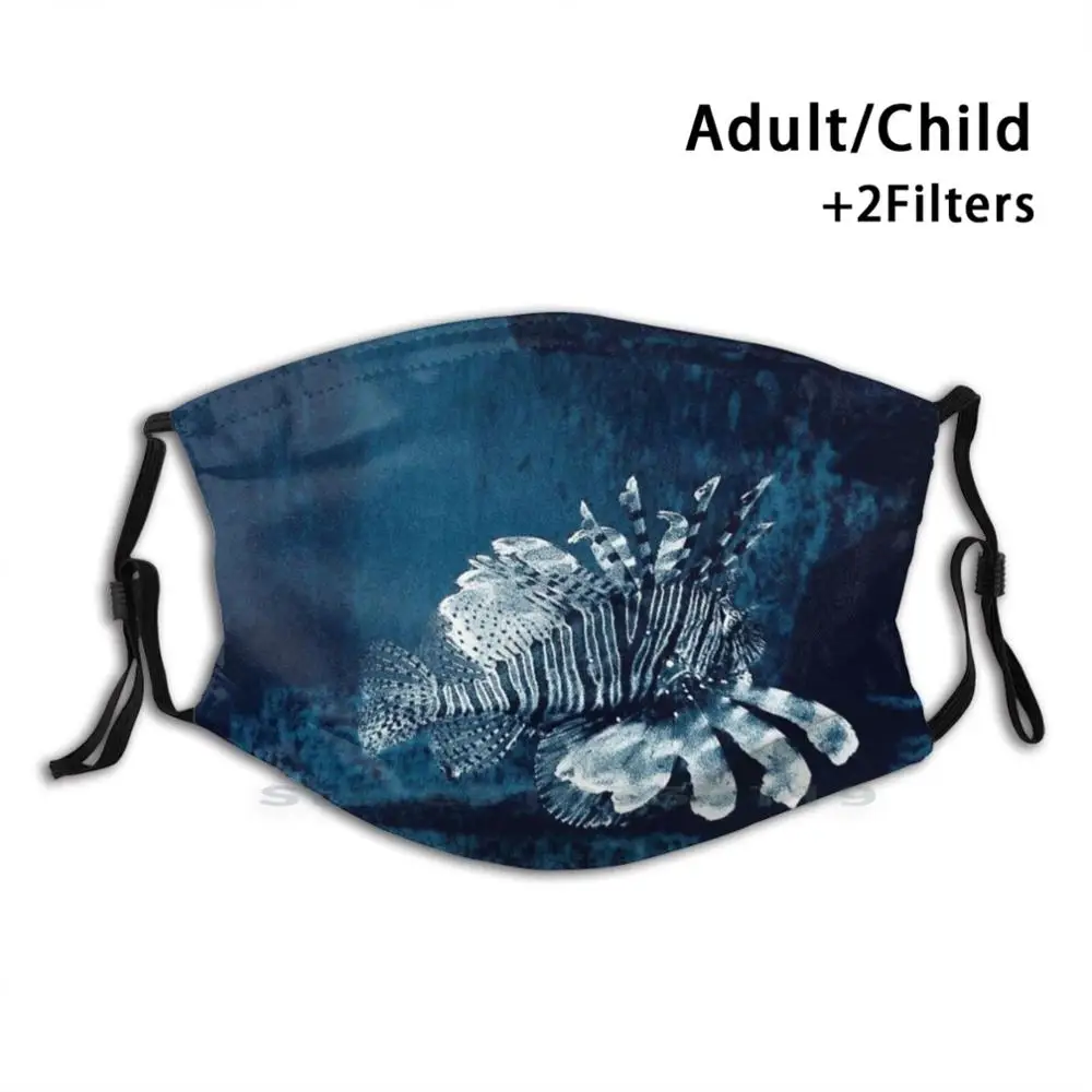 

Lionfish Shipwreck Design Anti Dust Filter Washable Face Mask Kids Fish Lionfish Marine Deep Blue Prussian Blue Dark Blue Blue