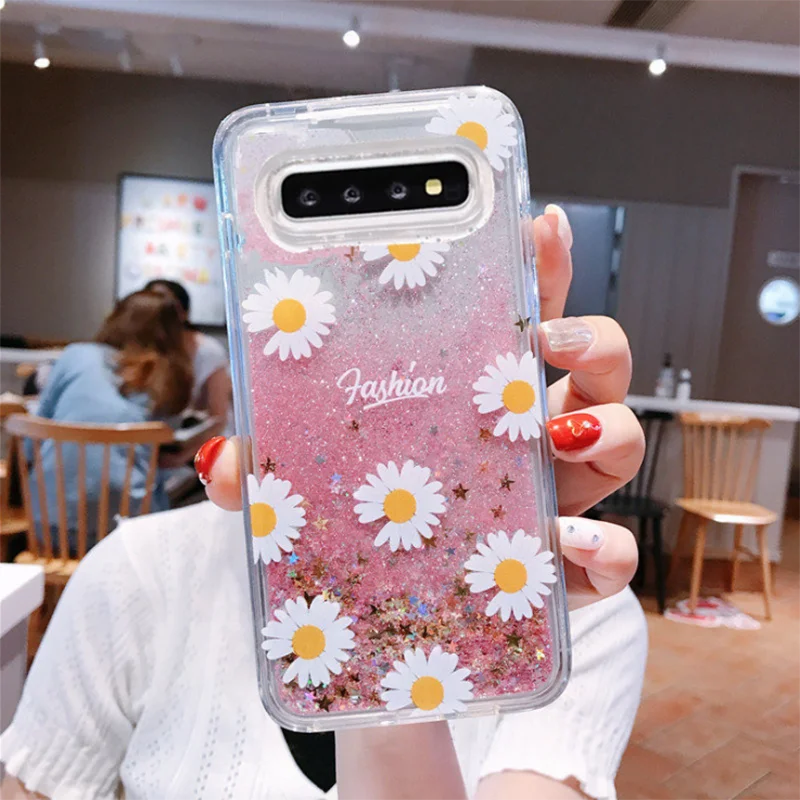 Жидкий зыбучий песок силиконовый чехол для Samsung S20Ultra Note10lite2020 милый Блестящий