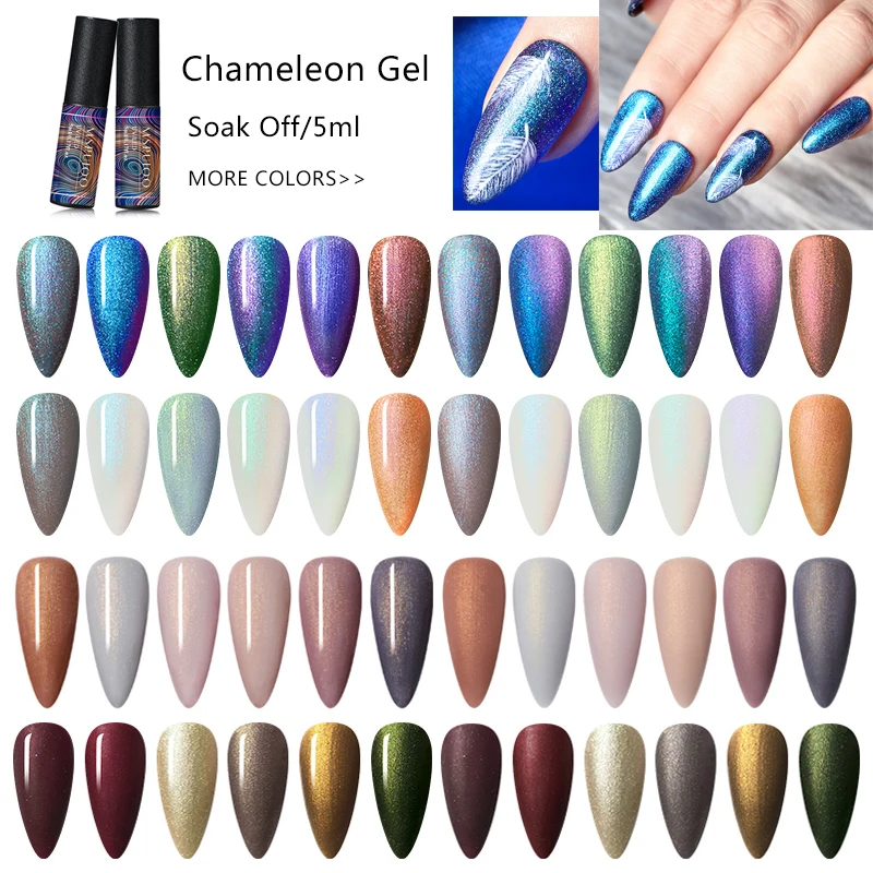 

MSRUIOO 5ml Chameleon Gel Nail Polish Soak Off UV Gel Varnish Glitter Sequins Manicure Nail Art Gel Polish Black Based Need