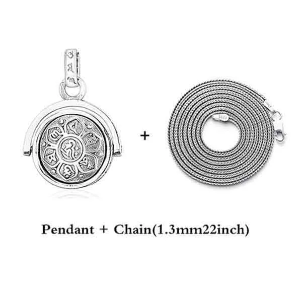 Pendant1 22inch BALMORA, 925 пробы, серебро, буддизм, вращающиеся подвески и ожерелья, для мужчин и женщин, модные, шесть слов, сутра, ювелирные изделия - Окраска металла: Pendant1 22inch