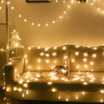 

Coloured Lights Flashing Lights Net Red Festival Decoration Ball Lights Girl's Heart Room with Star Light Wedding Decor Home