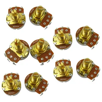 

10Pcs Guitar Full Size Pots A500K L18Mm Shaft Audio Volume Taper Potentiometers For Electric Guitar Bass Parts