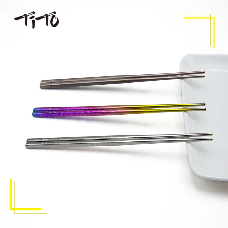 TiTo Pure Titanium Chopsticks for Outdoor Camping Picnic Hiking Traveling
