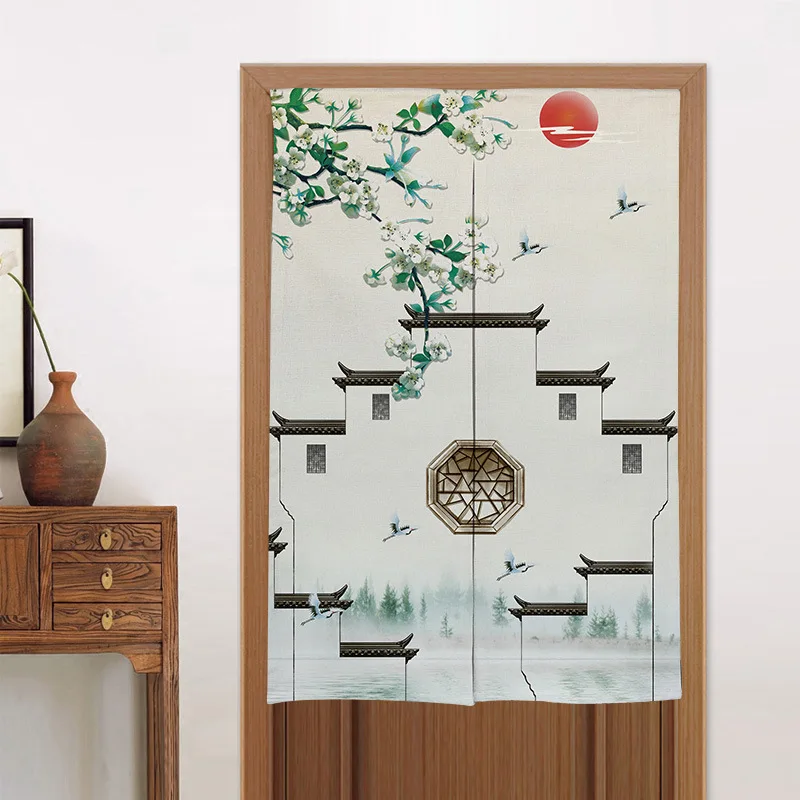 

Chinese Ink Landscape Door Curtain Kitchen Curtain Bedroom Bathroom Feng Shui Curtain Japanese Curtain Noren