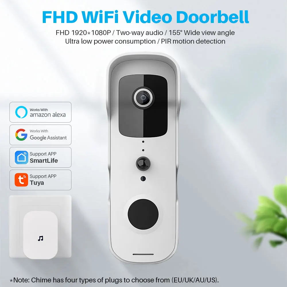 Tuya Smart Video Doorbell WiFi 1080P Video Intercom Door Bell IP