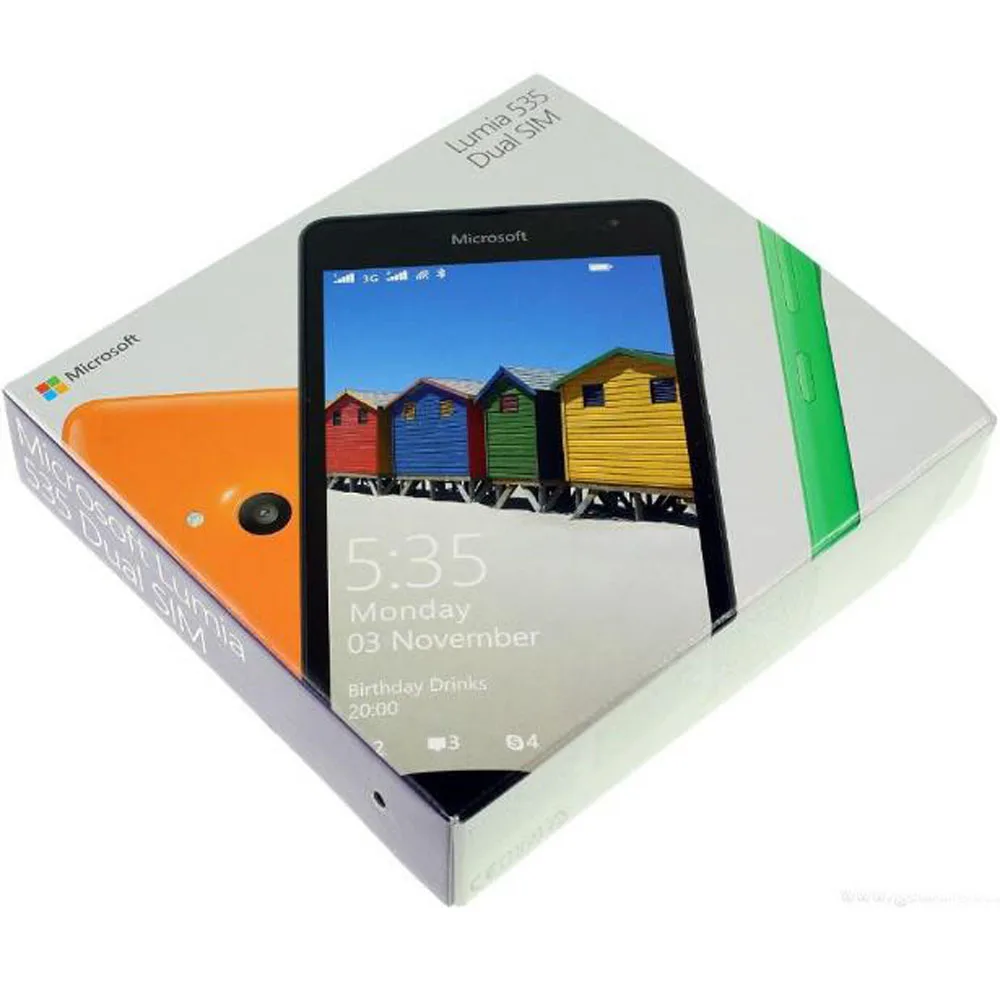 Мобильный телефон Nokia Lumia 535 четырехъядерный разблокировка двух sim-карт мобильный телефон 5," сенсорный экран 5MP камера 3g окно мобильного телефона