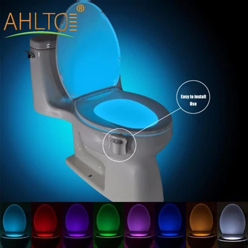 

1X Smart Night Light Toilet Seat Motion Sensor 8 Colors Bulb Waterproof Toilet Bowl LED Automatic Atmosphere Bulb WC Toilet Lamp