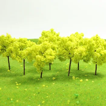 40pcs/80pcs HO Scale Yellow Green Model Trees 1:87 Iron Wire Autumn Trees 5cm Railway Diorama R5027