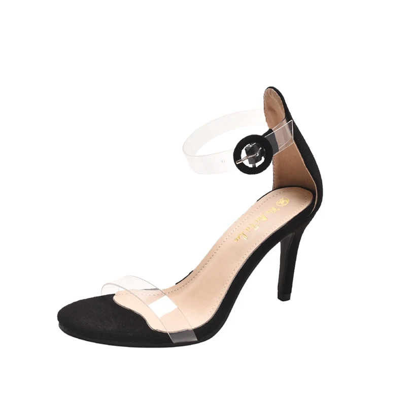 

New Small Fresh Net Red Sandals Female 2019 Summer Transparent Word Buckle Sexy Girl High-heeled Shoes With The Princess