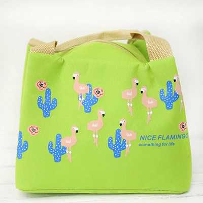 Cartoon Insulated Lunch Box Bag Bento Bag Multi-function Portable Waterproof Insulated Bags Aluminum Foil Thickened Lunch Bags - Цвет: Зеленый