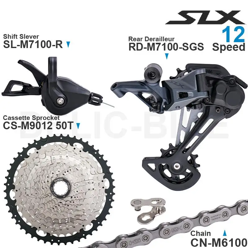 

SHIMANO SLX M7100 1x12 Speed Groupset with Shifter Rear Derailleur and Cassette Sprocket 11-50T/52T CN-M6100 Chain Original