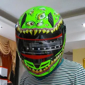 

Free shipping motocross green helmet off road professional rally racing helmet full face motorcycle helmet with horns