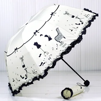 

parasol umbrella rain women mini umbrella kids Kocotree Princess new arched creative folding umbrella sun umbrella lace 50RR53