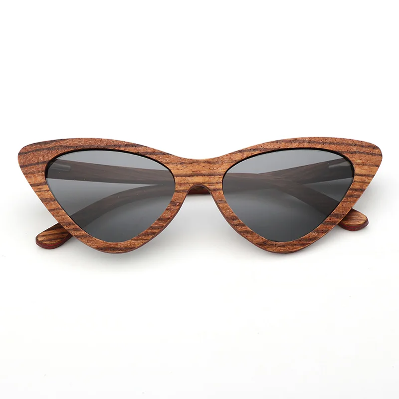 04 Zebra wood Новые рельефные солнцезащитные очки, дерево, Модные женские солнцезащитные очки кошачий глаз Поляризованные UV400 для женщин ручной работы бамбуковые очки Gafas de sol - Цвет линз: 04 Zebra wood