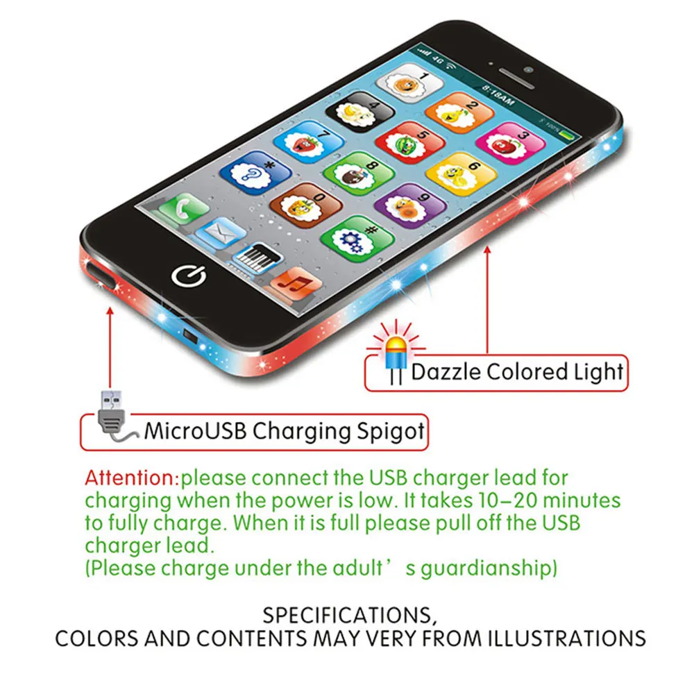 Kids Educational Toys Phone with LED Baby Kids Early Educational Phone English Learning Mobile Phone Toy for Christmas Gifts Kids Educational Toys Phone with LED Baby Kids Early Educational Phone English Learning Mobile Phone Toy for Christmas Gifts