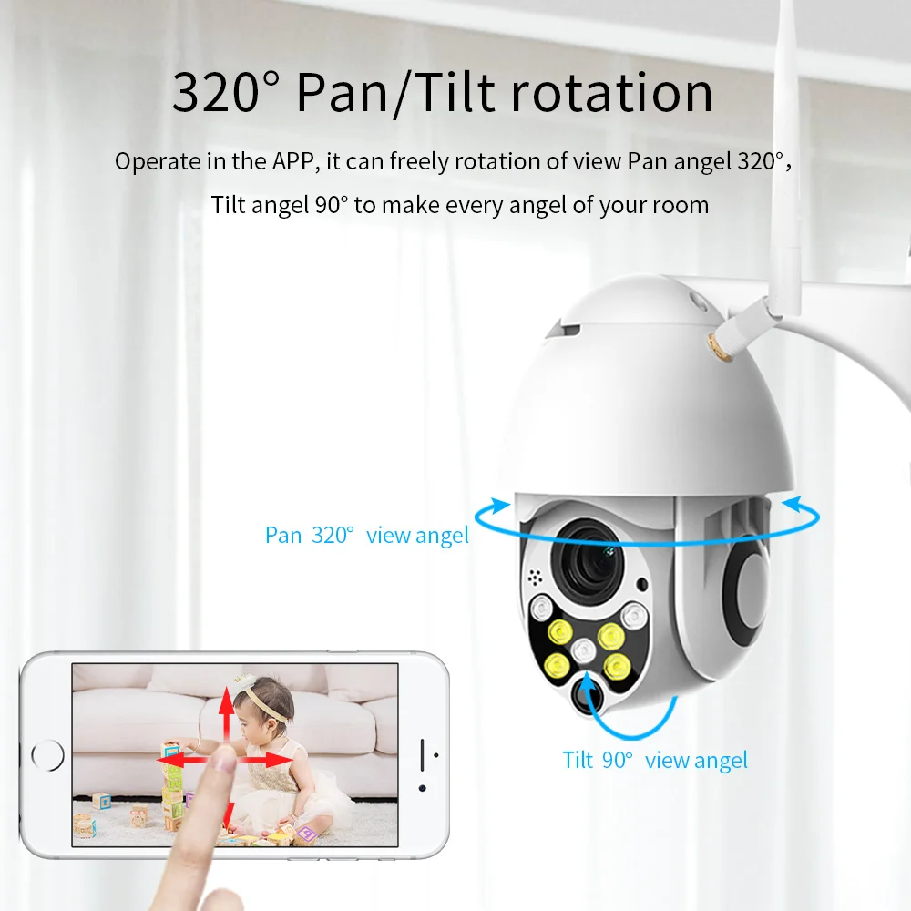 Ycc365plus Outdoor Wifi Camera PTZ 4X Zoom Street Video Surveillance Auto Tracking Motion Detection Remote View Home Security 3