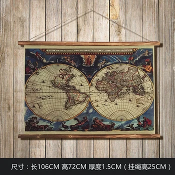 

Large Retro Navigation Map Linen Cloth Painting Scrolls Poster Mural Paintings Banners Hanging Art Office Loft Ornament Wall