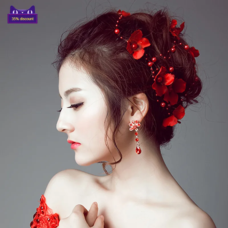 

New Flower Hairddress Bride Wedding Pearl Jewelry Handmade Hair Acessories Wedding Decoration