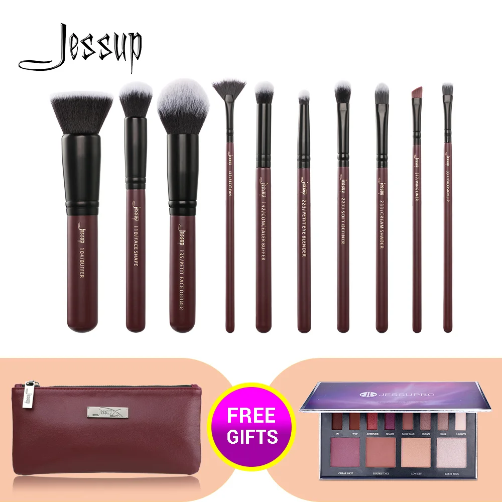 

Jessup 10 pcs Makeup Brushes Set Plum Queen pędzle do makijażu Concealer Contour Eyeshadow Foundation brush