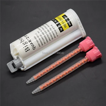 

10:1 Acrylic Adhesive Glue 50ml Two-Component Strong AB Glue and 2pcs Mixing Nozzles for Wood Stone Metal Ceramic Glass Splicing