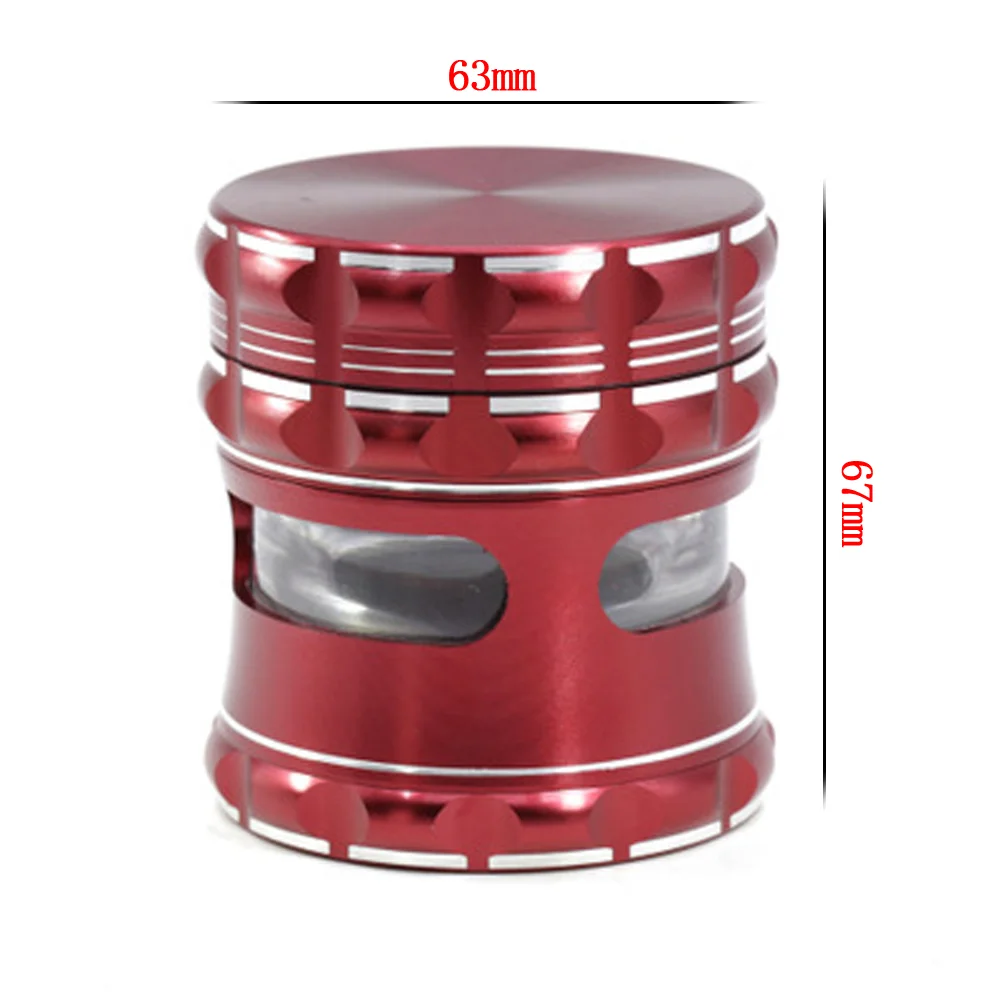 Aluminium Grind Smoking Grinders Tobacco Grinder 63mm Cigarette Crush Cigarette Rolling Machine Perspective Window Smoking Acces