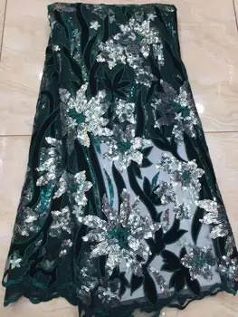 

Nigerian Velvet Lace Fabric 2020 GREEN High Quality African Lace Fabric With Sequins French Lace Fabric For Dress