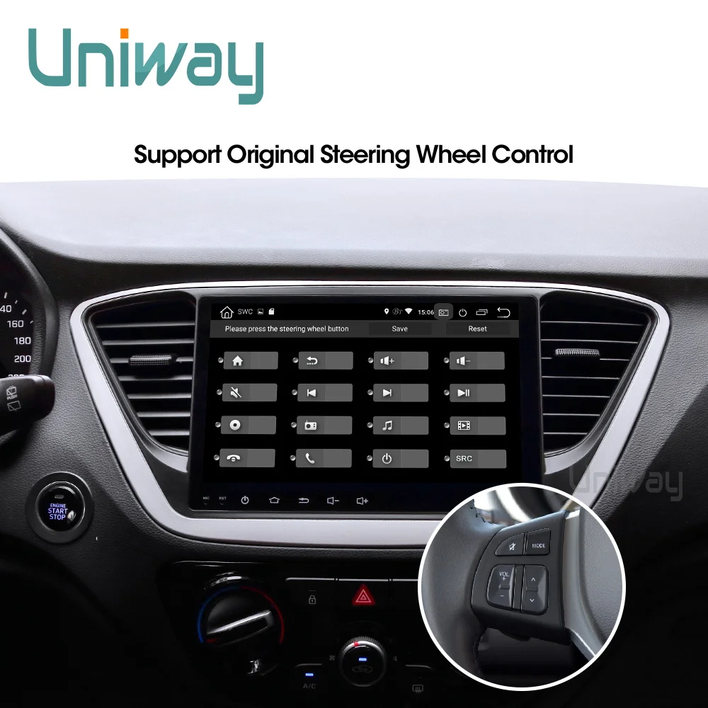 Uniway A17YN9071 android 9,0 автомобильный dvd для нового hyundai verna solaris accent автомобильный Радио мультимедийный плеер gps стерео