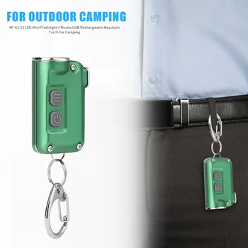 

Mini 4 Modes LED Electric Torches Waterproof USB Rechargeable Portable Flashlight with Keychain Lighting for Camping