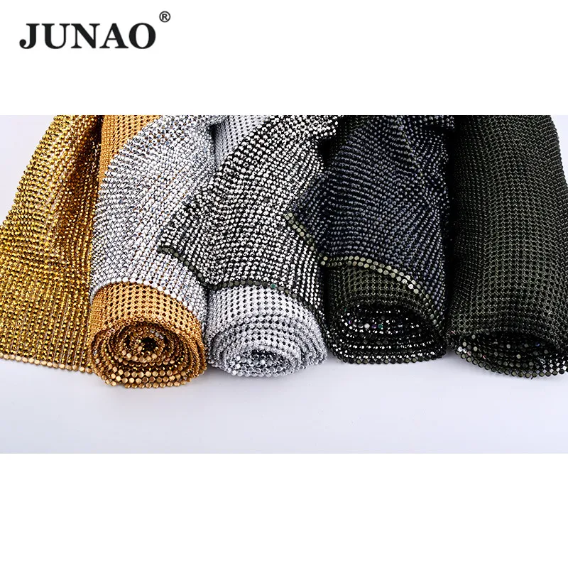 JUNAO 45*120 см стразы черного золотого серебряного цвета отделка из листового