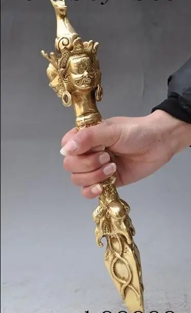 1" Тибетский буддизм латунь Dorje Vajra Phurpa кинжал лошадь слон Бог Статуя