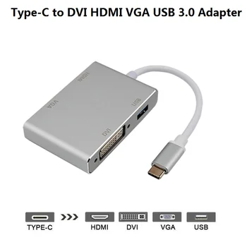 

USB Type-C USB-C to DVI HDMI VGA USB 3.0 Display Adapter 4K*2K For Apple Macbook Pro Converter