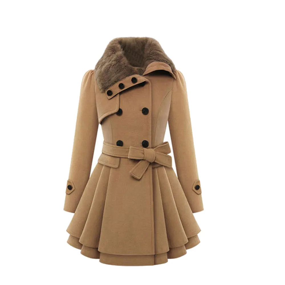 JAYCOSIN Женское шерстяное пальто, пальто, ветровка, зимняя теплая верхняя одежда, на пуговицах, асимметричный подол, плащ, тонкое пальто 930