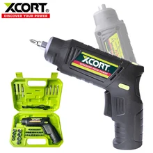 XCORT destornillador eléctrico de 3,6 V, juego de destornilladores eléctricos de 46 piezas, se puede deformar para llevar un destornillador