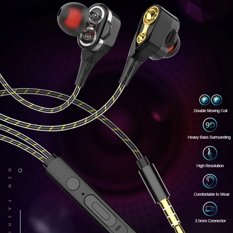 2020 двухкомпонентный привод в ухо наушники бас сабвуфер для телефона DJ mp3