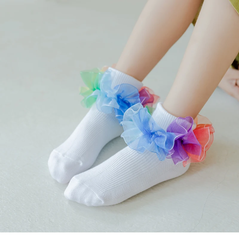 thumbnail image 2 of Gwenvenni Girls Ruffle Bow Socks - 5-Pack Cotton Ankle Socks For Toddlers & Kids 2 of 11