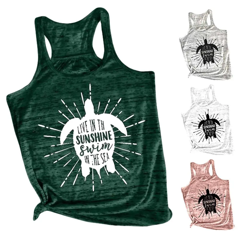 Chic Funny summer female cartoon letter animal print U collar sleeveless vest plus oversize vest