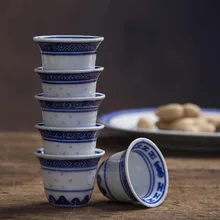 6 шт./лот 30 мл маленькая чайная чашка китайский винтажный синий и белый фарфор чайная чашка керамическая чашка для чая домашние чашки для Саке посуда для напитков чайная посуда