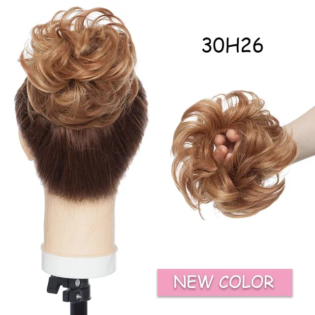 BENEHAIR Messy Hair Bun Scrunchy Curly Hair Chignon Women Chignon Synthetic Hair Extensions Updo Donut Hairpieces Fake Hair 30H26