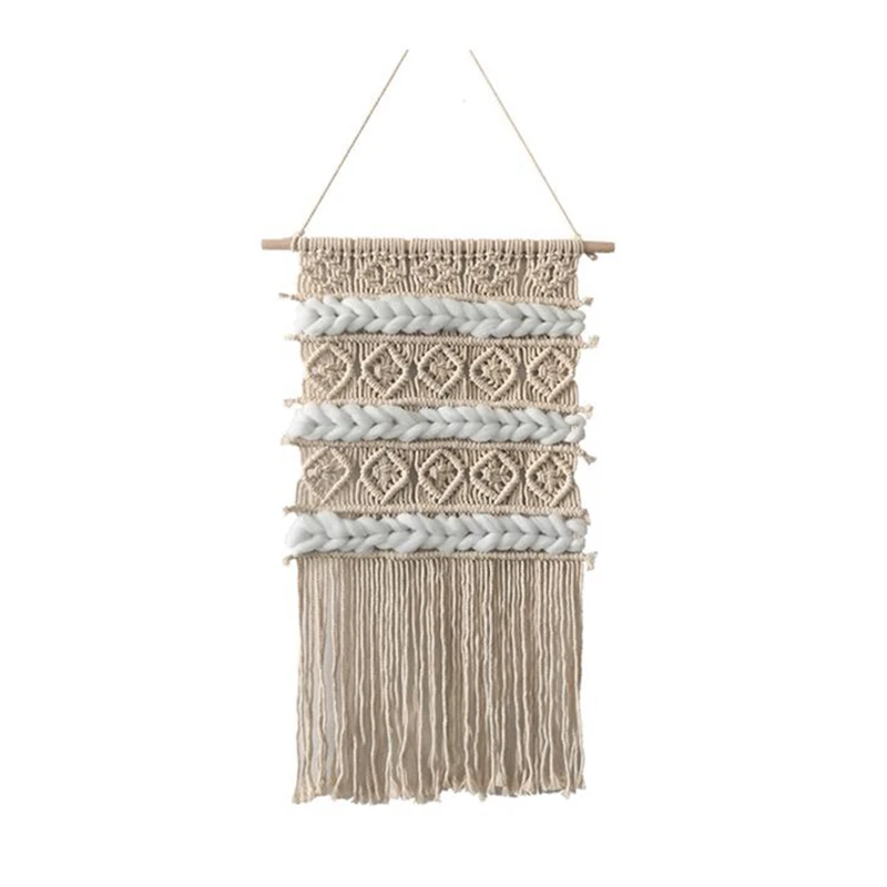 Hand-Woven Hangings Natural Thick Cotton Yarn Baby's Room Hanging Decor Wedding Backdrop Hand-Knit Wall Tapestry | Дом и сад