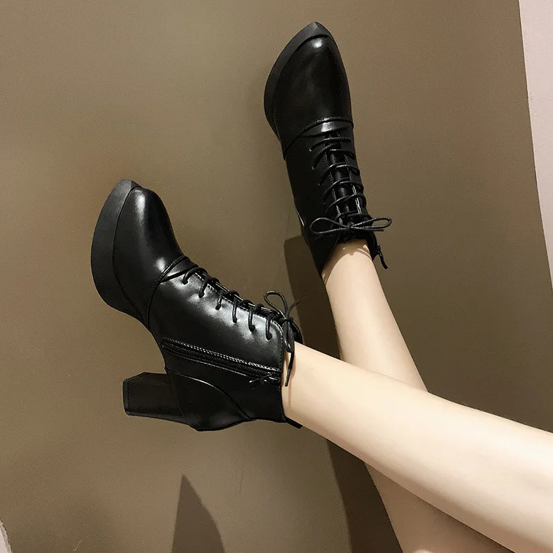 

Boots Women's 2019 Autumn Spring And Autumn Thick with High Heels Modern And Trendy/women Europe And America Single Boots Short