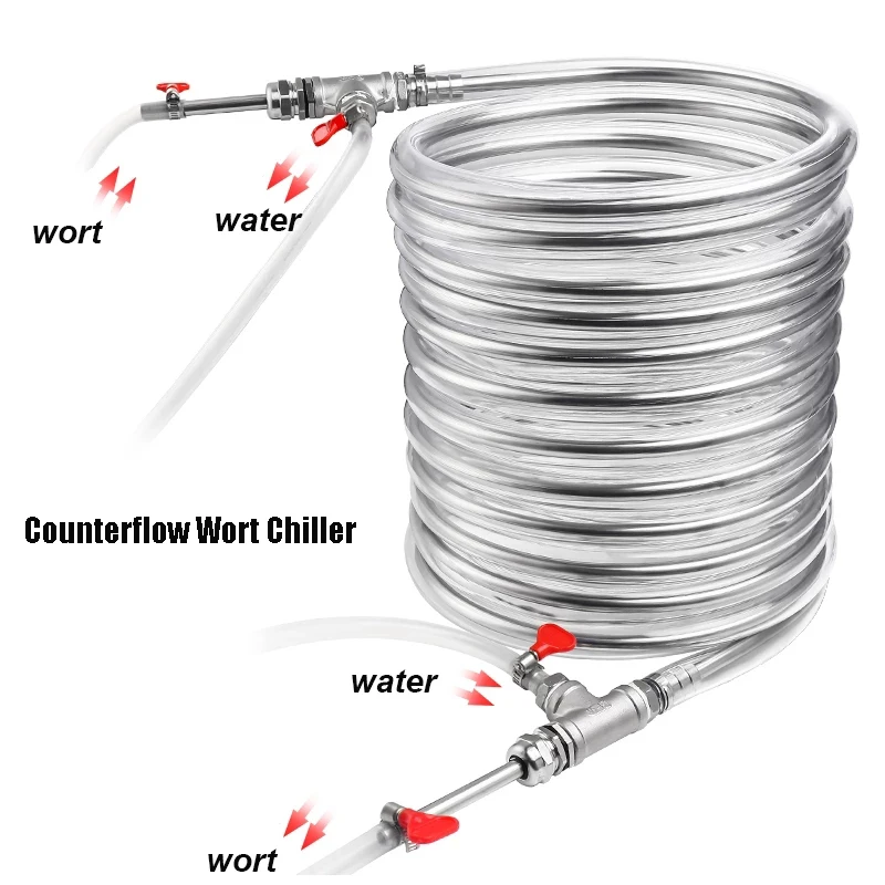 Counterflow Wort Chiller & 40L Brew Kettle/Pot & Wort Stirrer & Bottle Filler & Bottle Capper For Beer Homebrew Starter Kit